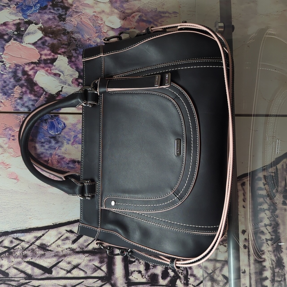 NWT Brahmin Raelynn Black Galveston Genuine Leather Satchel